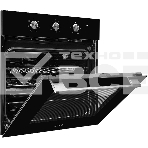 Духовой шкаф MONSHER MOE 6062 Noir, 5 режимов работы, объем духовки 58 л., утапливаемые переключатели, механический таймер, 2 стекла в дверце, энергоэффективность А, цвет: черный,фурнитура серебряная, фото 1
