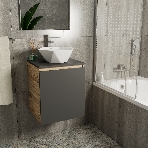 Тумба Bau Dream Blackwood 50 графит, раковина BAU Crystal 40х40, смеситель для раковины высокий Hotel Still, нержавеющая сталь, фото7