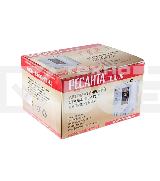 Стабилизаторы напряжения Ресанта АСН-1 500 Н/1-Ц 63/6/20 Стабилизатор Lux {220В±8%, Габариты 206х133х230, Вес 4,5кг}