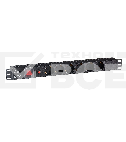 Блок розеток горизонтальный ExeGate ServerPro PDU-19H605 Al-6S-C14-SW-O, 19