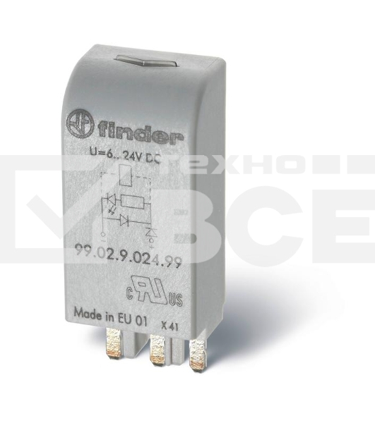 Модуль индикации и защиты LED + диод ( + A1) 6...24В DC зел. FINDER 9902902499