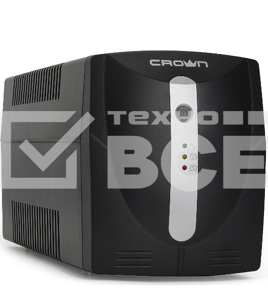 Источник бесперебойного питания Crown CMU-1000X (1000VA/600w; Off-Line; 2 х Euro с резервным питанием и фильтрацией; 12V7AH х 2; Металл)