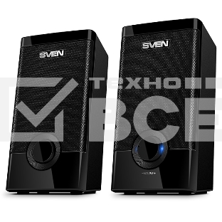 Колонки Sven 318 черный {USB-порт ПК, ноутбука или адаптер 5V DC}