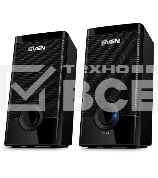 Колонки Sven 318 черный {USB-порт ПК, ноутбука или адаптер 5V DC}