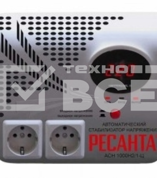 Стабилизаторы напряжения Ресанта АСН-1 000 Н2/1-Ц 63/6/13 Стабилизатор {2 роз, 220В±8%, Габариты 260х200х110, Вес 3,7кг}