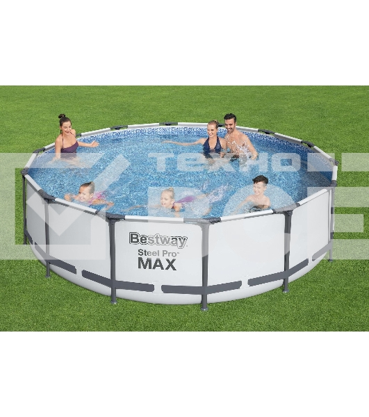 56950 BW, Bestway, Каркасный бассейн Steel Pro Max 427х107см, 13030л, фил.-насос 3028л/ч, лестница, тент, уп.1