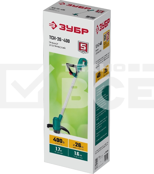Триммер ЗУБР 400 Вт сетевой, ш/с 26 см