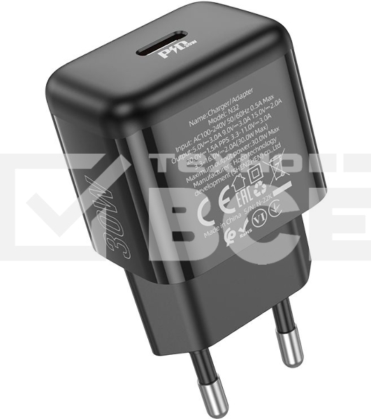 Сетевое зар./устр. Hoco N32 Glory Black 30W 3A+2A+1.5A (PD+QC+AFC) USB Type-C универсальное черный
