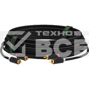 Кабель Greenconnect GCR-53116 5.0m аудио 2 х RCA / 2 х RCA , GOLD, черный