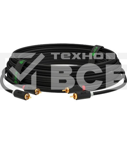 Кабель Greenconnect GCR-53116 5.0m аудио 2 х RCA / 2 х RCA , GOLD, черный
