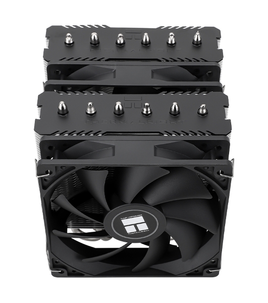 Кулер для процессора Thermalright Peerless Assassin 120 SE черный (4-pin PWM, 155мм, Ni/Cu, 6x6мм, 2x120мм, 66.17CFM, 25.6dBA, 1550RPM, S: 1200, 1700, 1851, 115X, AM4, AM5, silver, black)
