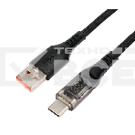 Кабель USB2.0 Cablexpert CCP-USB2-AMCM-SCR-1M, AM/Type-C, 6A, 66Вт, QC3.0, дисплей, оплетка, медь, 1м, черный, пакет, фото3