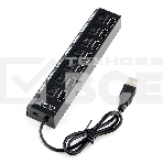 Разветвитель USB2.0 Gembird UHB-U2P7-01, 7хUSB, с доп. питанием, подсветка и выключатели, кабель USB 55см, черный, коробка, фото4