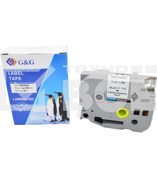 Картридж ленточный G&G GG-TZES251 черный на белом 24x8 для Brother 1010/1280/1280VP/2700VP