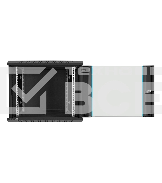 Шкаф телекоммуникационный 19' настенный 9U ExeGate EC-WM-9U.450.G.BLACK (19', 9U, 600x450x500 мм (ШхГхВ), передняя дверь закаленное стекло, съемные боковые панели, пыле- и влагозащита IP23, черный RAL 9004)