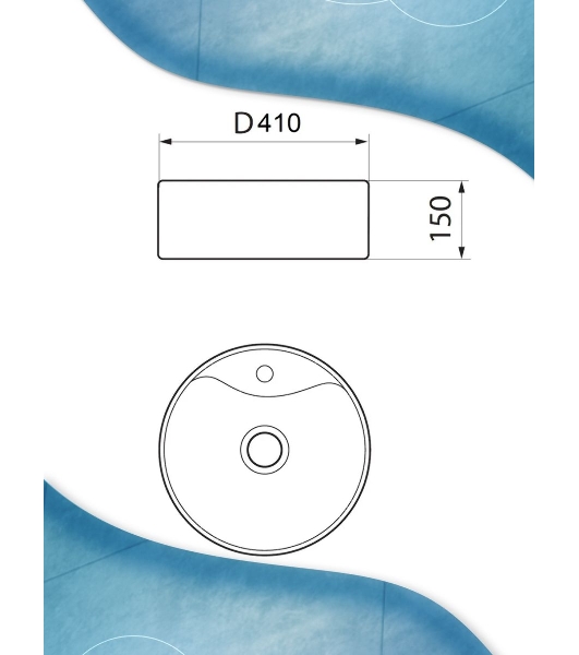 Раковина круглая накладная BAU Element D41, с отверстием под смеситель, мрамор