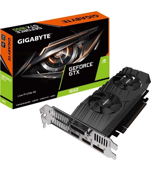 Видеокарта Gigabyte PCI-E GV-N1656D6-4GL NVIDIA GeForce GTX 1650 4096Mb 128 GDDR6 1590/12000 DVIx1 HDMIx2 DPx1 HDCP Ret low profile