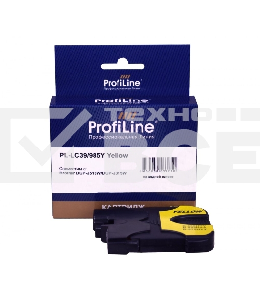 Струйный картридж PL-LC39/985Y для принтеров Brother DCP-J125/DCP-J315W/DCP-J515W/MFC-J220/MFC-J265W/MFC-J410/MFC-J415W с чернилами Yellow ProfiLine