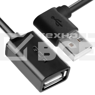 Удлинитель Greenconnect GCR-AUEC6M-1.5m USB AM угловой/AF, черный, 28/28 AWG, морозостойкий