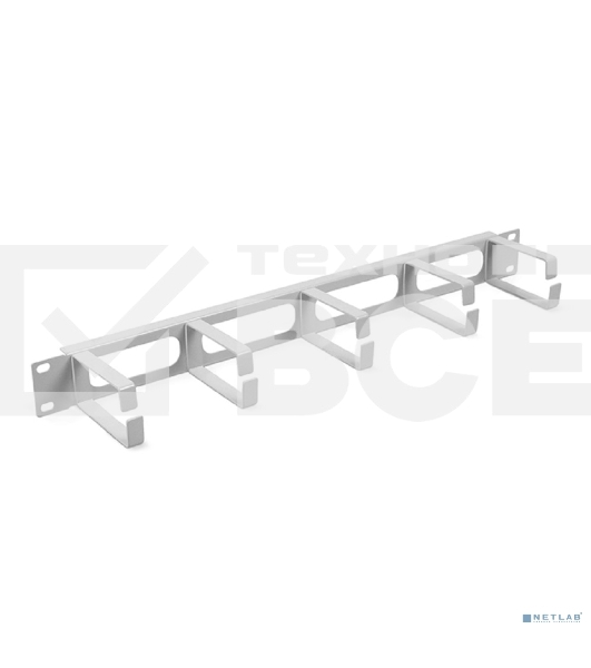 Организатор комм. шнуров Cabeus, 19', 1HU, 44х483 мм (ВхШ), кольцевого типа, серый, (5 колец размером 80 х 44 мм (± 0,5 мм))