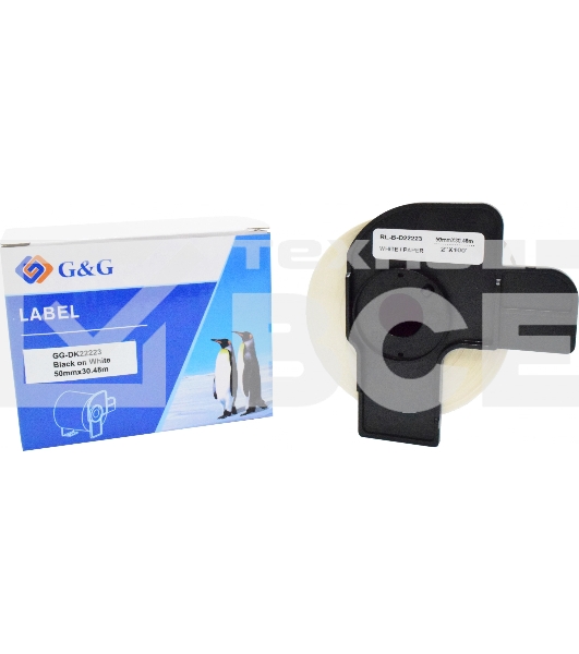 Картридж ленточный G&G GG-DK22223 черный на белом 50x30.48 для Brother P-touch QL-500, QL-550, QL-700, QL-800