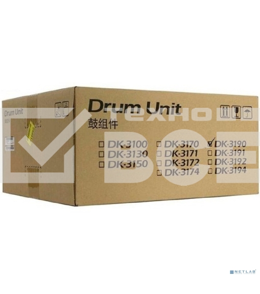Блок фотобарабана Kyocera DK-3190 302T693031/302T693030 черный ч/б:500000 стр. для PЗ050DN/P3055DN/P3060DN Kyocera