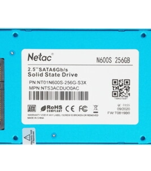Накопитель SSD Netac N600S, 256Gb, SATA III, 2.5', R/W 540/490