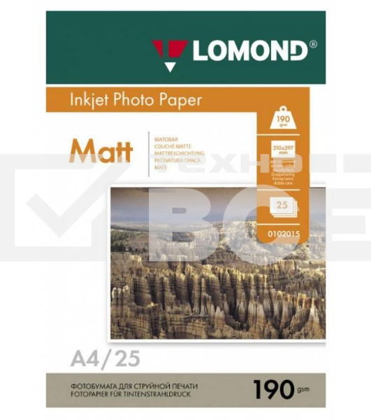 Фотобумага Lomond 0102036 A4/190г/м2/25л./белый матовое для струйной печати
