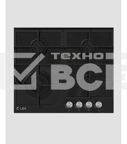 Панель варочная LEX GVG 640-1 BLгазовая 1000-3500Вт 4конфорки газ контроль