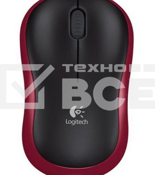 Мышь беспроводная Logitech M185, красный, 1000 dpi, радиоканал, USB, кнопки - 3