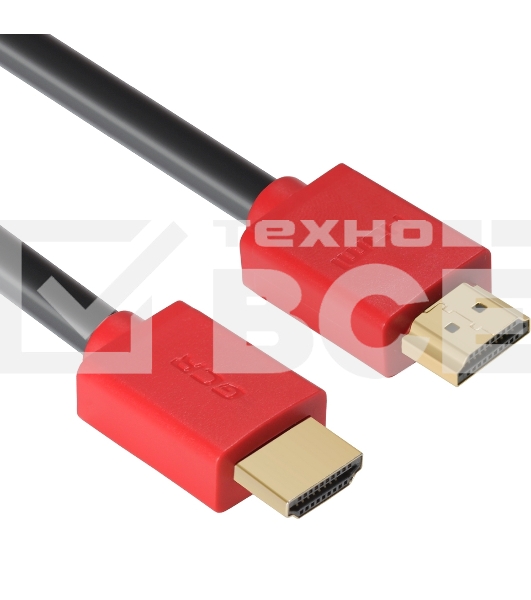 Кабель GCR 2.0m HDMI версия 1.4, черный, красные коннекторы, OD7.3mm, 30/30 AWG, позолоченные контакты, Ethernet 10.2 Гбит/с, 3D, 4K GCR-HM450-2.0m, экран