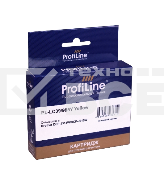Струйный картридж PL-LC39/985Y для принтеров Brother DCP-J125/DCP-J315W/DCP-J515W/MFC-J220/MFC-J265W/MFC-J410/MFC-J415W с чернилами Yellow ProfiLine