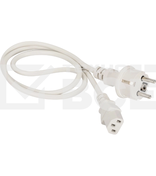 Шнур питания C13-Schuko, 3х0.75, 220В, 10А, белый, 3 метра