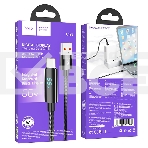 Кабель USB2.0 Hoco АM/Type-C, 5А, U125, с дисплеем, 1.2м, черный, коробка, фото 1