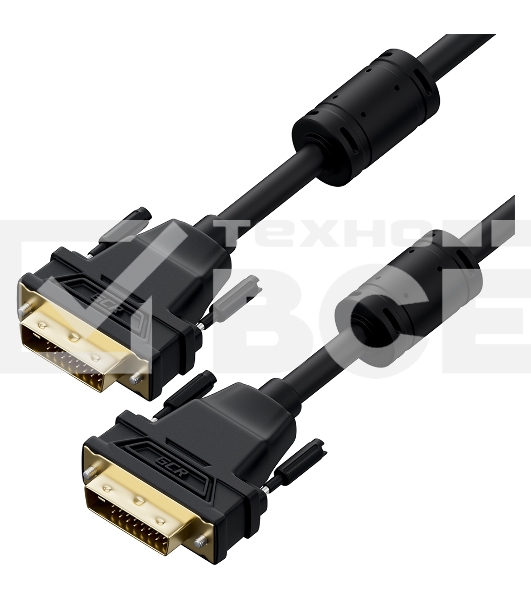Кабель Greenconnect GCR-DM2DMC2-7.0m PROF 7.0m DVI-D, черный, GOLD, ферритовые кольца, OD 8.5mm, 28 AWG, DVI/DVI, 25M/25M, двойной экран