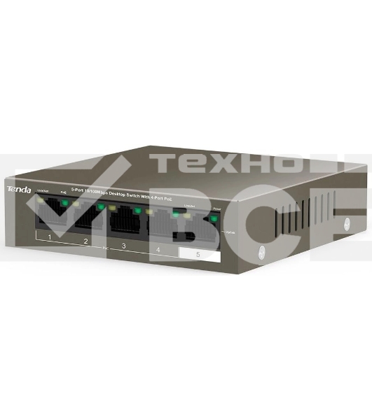 Коммутатор Tenda TEF1105P-4-63W 5PORT 10/100M