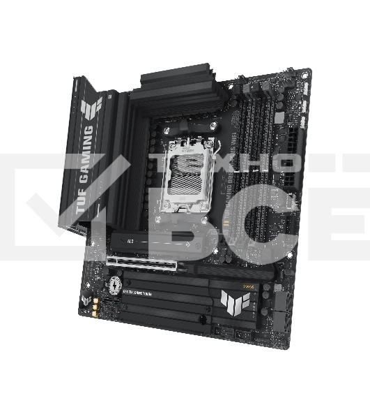 Материнская плата ASUS TUF GAMING B850M-PLUS WIFI, AM5, AMD B850, 4xDDR5, 4xSATA, 3xM.2, 1xPCIe 4.0 x16, 1xHDMI, 1xDP, 1x 2.5Gb LAN, 1xUSB-C 20Gbps, 3xUSB-A 10Gbps, 4xUSB-A 5Gbps, 4xUSB-A 2.0, 7.1, micro-ATX