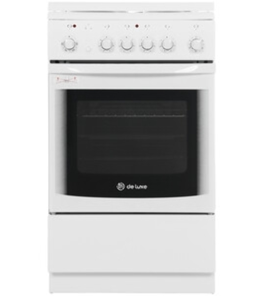 Плита электрическая De Luxe 506004.03Э (кр) белый, конфорок 4 шт, духовка 60 л, 50 см x 85 см x 60 см