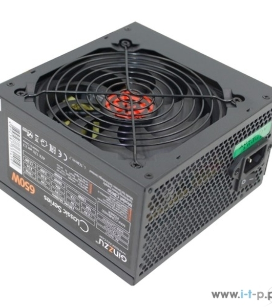 Блок питания Ginzzu CB650 12CM черный,24+4p,2 PCI-E(6+2), 4*SATA, 3*IDE,оплетка MB, кабель питания