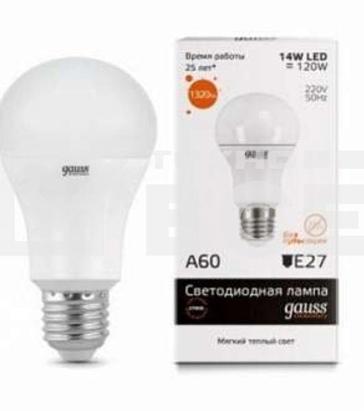 Светодиодная лампа GAUSS 23219 LED Elementary A60 20W E27 1520lm 3000K 1/10/40 0
