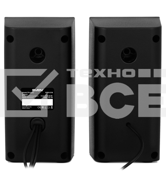 Колонки Sven 318 черный {USB-порт ПК, ноутбука или адаптер 5V DC}