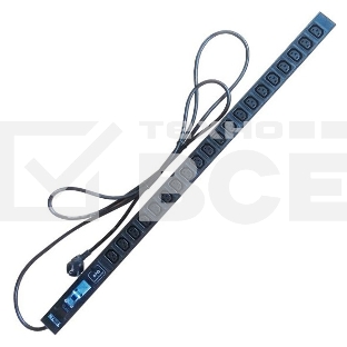 Вертикальный блок розеток, 20xC13, 250V, 16A, шнур 3 метра, вилка Schuko