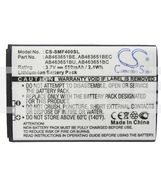 Аккумулятор CameronSinoCS-SMF400SL AB463651BU/AB463651BE для Samsung SGH-F400/SGH-F408/GT-M75003.7V / 650mAh