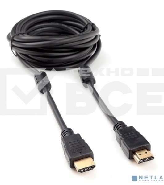 Кабель HDMI Cablexpert CCF2-HDMI4-15, 19M/19M, v2.0, медь, позол.разъем, экран, 2 фер.кольца, 4.5м, черный, пакет