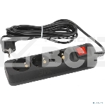 Удлинитель электрический ЭРА UX-3es-5m-B с заземлением с выключателем 3 розетки 5м ПВС 3x0,75мм2 10А черный, фото 1