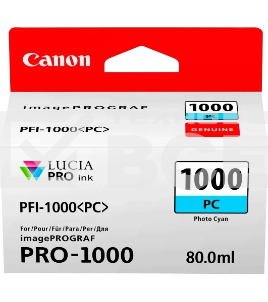 Картридж струйный Canon PFI-1000 PC фото голубой (80 мл.) для Canon IJ SFP PRO-1000 WFG