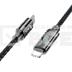 Кабель USB2.0 Hoco Type-C/Lightning, 2.4А, с дисплеем, U125, 1.2м, черный, коробка, фото3