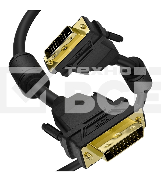 Кабель Greenconnect GCR-DM2DMC2-7.0m PROF 7.0m DVI-D, черный, GOLD, ферритовые кольца, OD 8.5mm, 28 AWG, DVI/DVI, 25M/25M, двойной экран