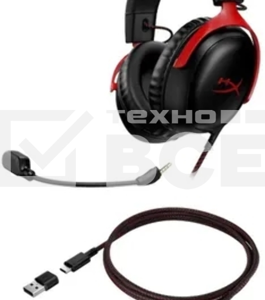 Наушники с микрофоном HyperX Cloud III черный/красный 1.2м мониторные оголовье (727A9AA)