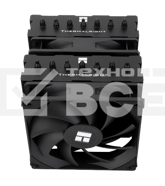 Кулер для процессора Thermalright Phantom Spirit 120 SE черный (4-pin PWM, 154mm, Ni/Cu, 7x6mm, 2x120mm, 66.17CFM, 25.6dBA, 1500RPM, S: 1200, 1700, 1851, 115X, AM4, AM5, silver, black)